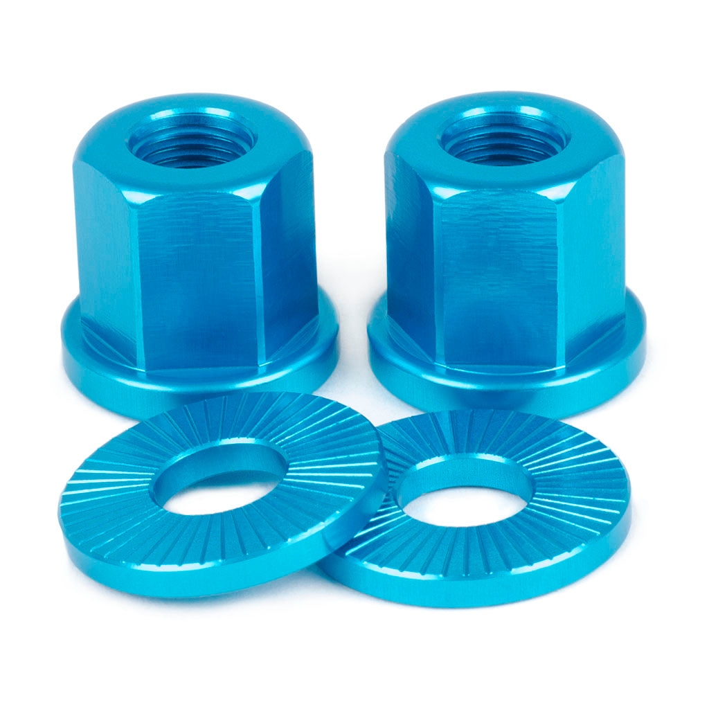 SHADOW Featherweight Alloy Nuts 3/8" (Blue) - Sparkys Brands Sparkys Brands  Components, Nuts and Bolts, The Shadow Conspiracy bmx pro quality freestyle bicycle