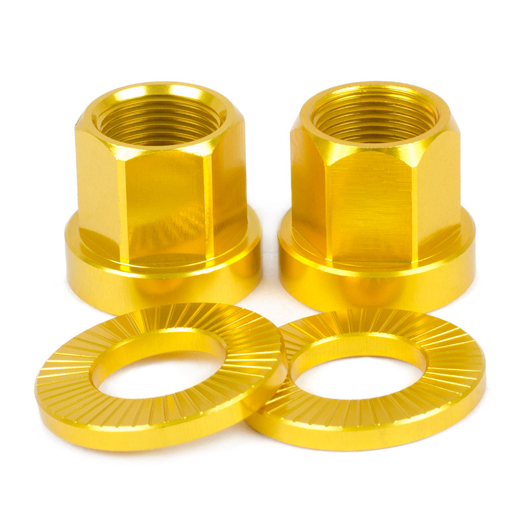 Shadow Featherweight Alloy Nuts 14mm (Gold) - Sparkys Brands Sparkys Brands  Components, Nuts and Bolts, The Shadow Conspiracy bmx pro quality freestyle bicycle