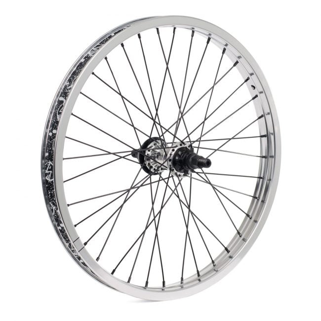 Shadow Symbol Rear Wheel (Raw Polish) - Sparkys Brands Sparkys Brands  Cassette Rear Wheel, Complete Wheel, The Shadow Conspiracy, Wheels and Wheel Parts bmx pro quality freestyle bicycle