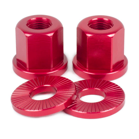 SHADOW Featherweight Alloy Nuts 3/8" (Red) - Sparkys Brands Sparkys Brands  Components, Nuts and Bolts, The Shadow Conspiracy bmx pro quality freestyle bicycle