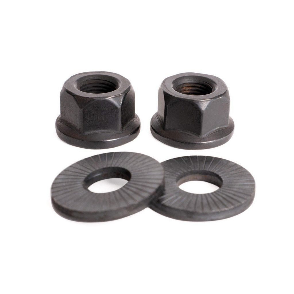 RANT Party On V2 Rear Hub 14mm Axle Nuts (Black) - Sparkys Brands Sparkys Brands  Components, Hub Parts, Nuts and Bolts, Rant Bmx, Wheels and Wheel Parts bmx pro quality freestyle bicycle
