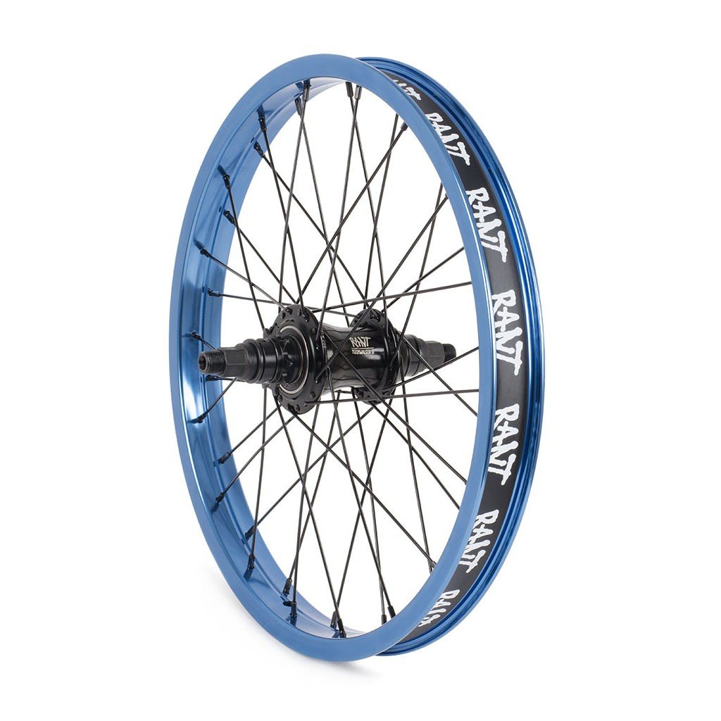 RANT 18" Moonwalker II Rear Freecoaster Wheel (Blue) - Sparkys Brands Sparkys Brands  18", Complete Wheel, Freecoaster Rear Wheel, Rant Bmx, Rant Complete Wheels, Wheels and Wheel Parts, Youth bmx pro quality freestyle bicycle