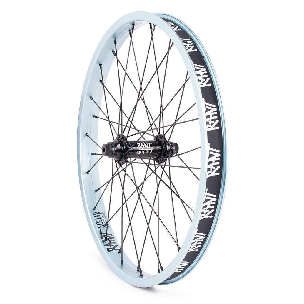 RANT Party On V2 Front Wheel (Sky Blue) - Sparkys Brands Sparkys Brands  Complete Wheel, Front Wheel, Rant Bmx, Rant Complete Wheels, Wheels and Wheel Parts bmx pro quality freestyle bicycle