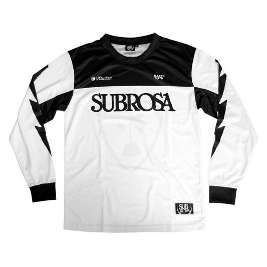 Subrosa Race Jersey Long Sleeve (White/Black) - Sparkys Brands Sparkys Brands  Apparel, Jerseys, Long Sleeve, Protection, Riding Gear, Shadow Riding Gear, Shirts, Subrosa Brand bmx pro quality freestyle bicycle