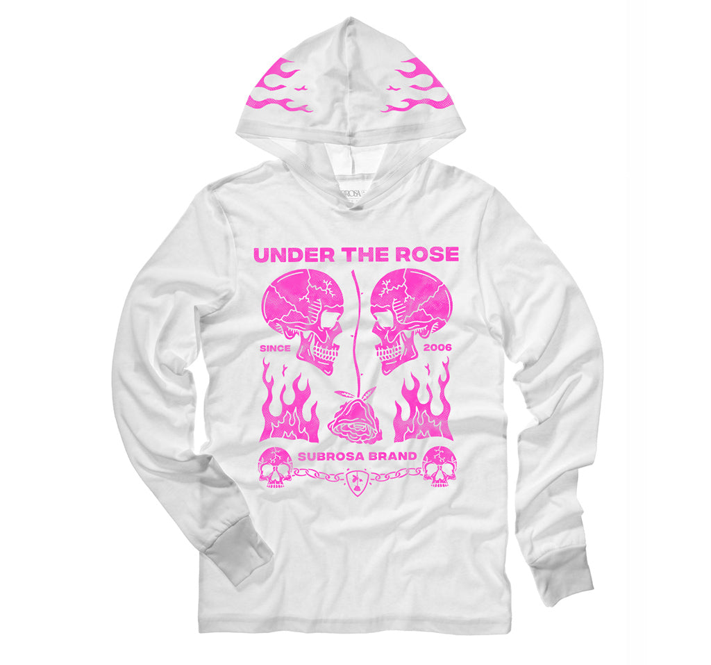 Subrosa Rose Malone Hooded Long Sleeve Shirt (White) - Sparkys Brands Sparkys Brands  Apparel, Long Sleeve, Shirts, Subrosa Brand bmx pro quality freestyle bicycle