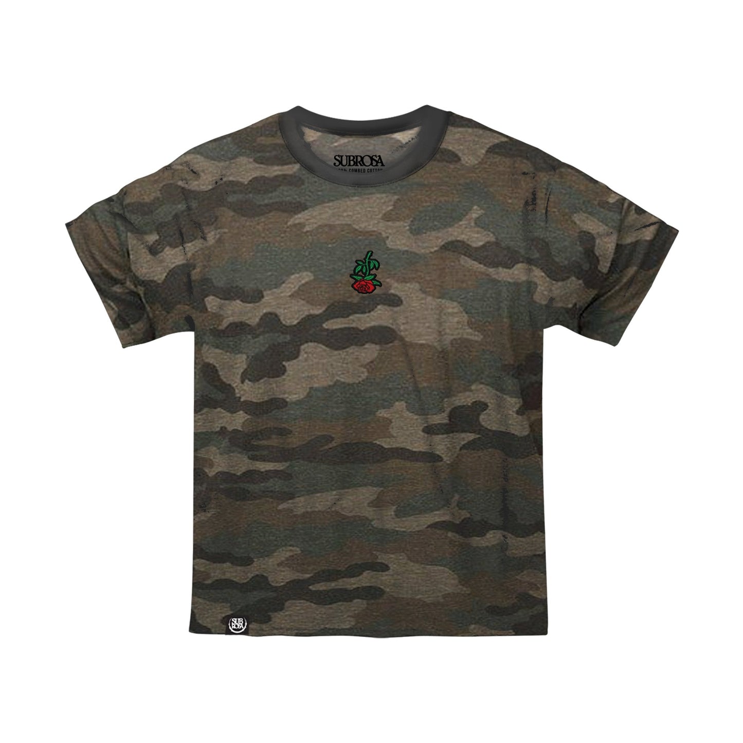 Subrosa Rose Embroidery Youth T-Shirt (Camo) - Sparkys Brands Sparkys Brands  Apparel, Short Sleeve, Subrosa Brand, T-Shirts, Youth bmx pro quality freestyle bicycle