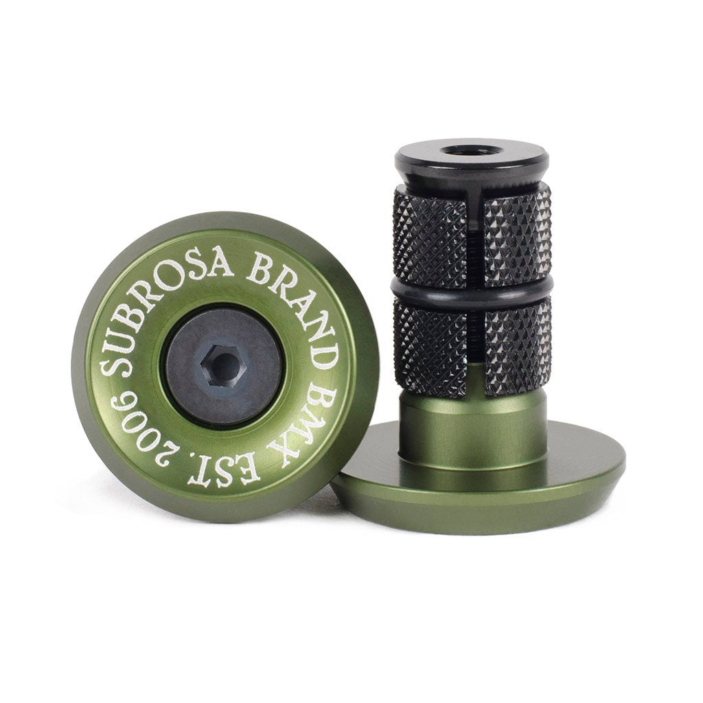 Subrosa Bitchin' Bar Ends (Army Green) - Sparkys Brands Sparkys Brands  Bar Ends, Components, Grips and Bar Ends, Subrosa Brand bmx pro quality freestyle bicycle