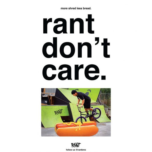RANT Don't Care Poster (Black) - Sparkys Brands Sparkys Brands  Poster, Posters, Rant Bmx, Stickers and Posters bmx pro quality freestyle bicycle