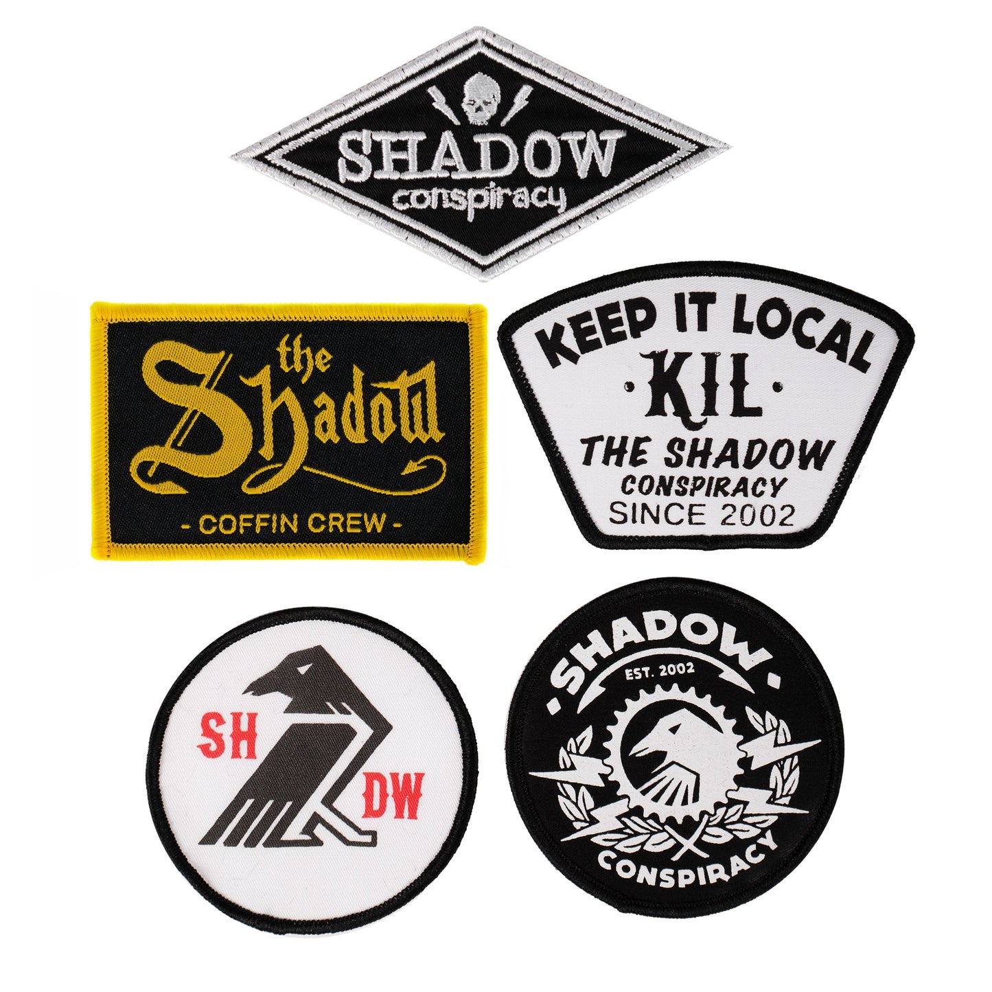 SHADOW Vintage Patch Kit (5 pack) - Sparkys Brands Sparkys Brands  Merch, Patches, The Shadow Conspiracy bmx pro quality freestyle bicycle